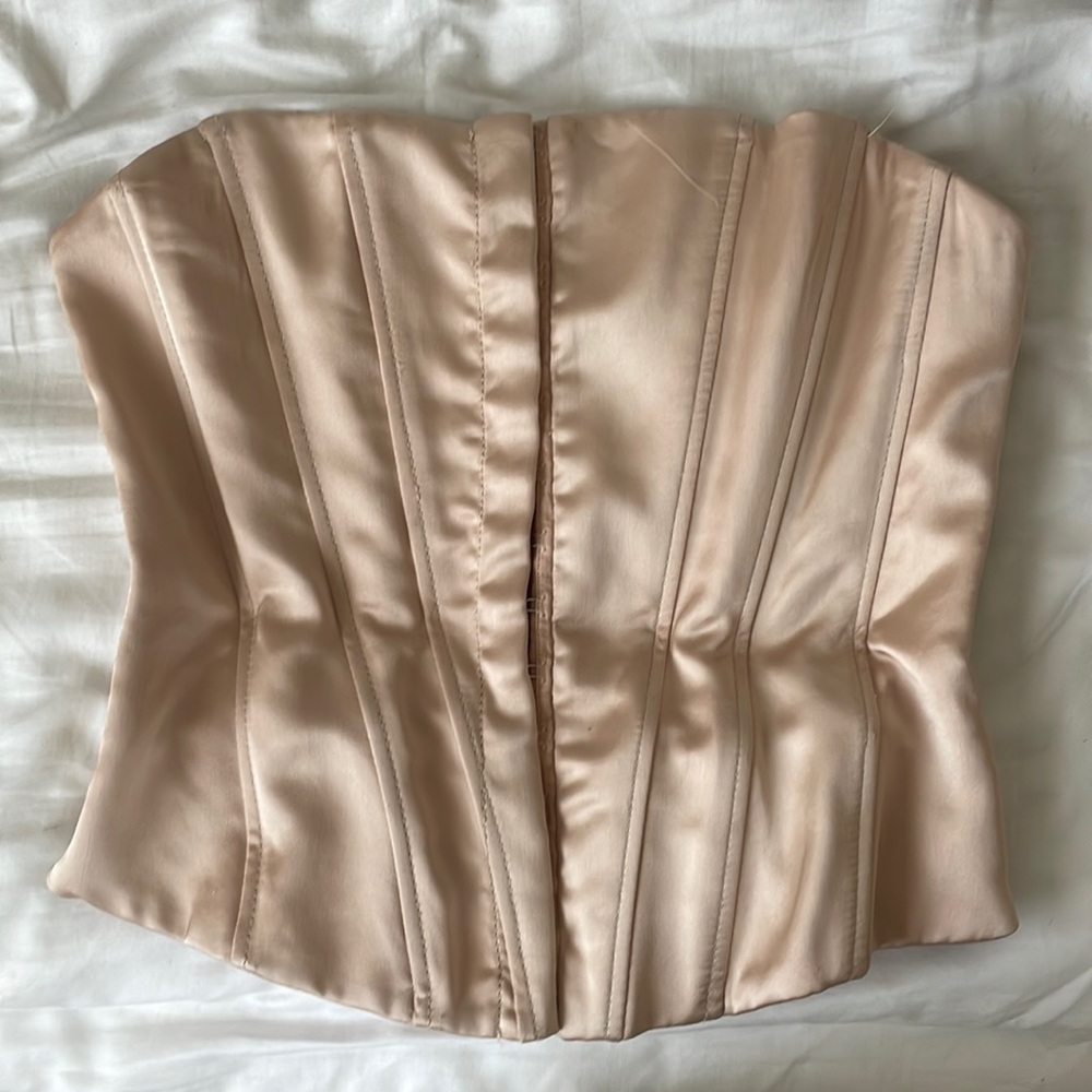 Zara Satin-Effect Corset Top